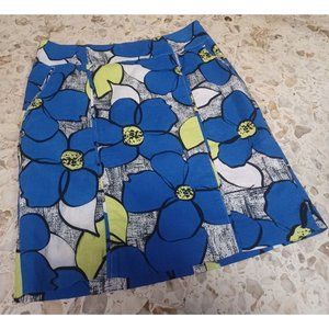 Cato Women's 55% Linen Mini Skirt SZ 6  Mod Look Blue & Green